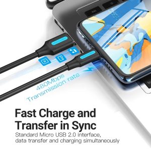 VENTION USB-A Male to Micro USB Male charging Cable - 1M cable length - COLBF - Image 2