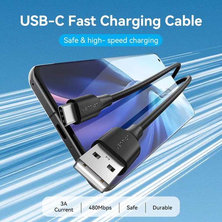VENTION USB-A Male to C Male charging Cable - 0.25M cable length - CTHBC