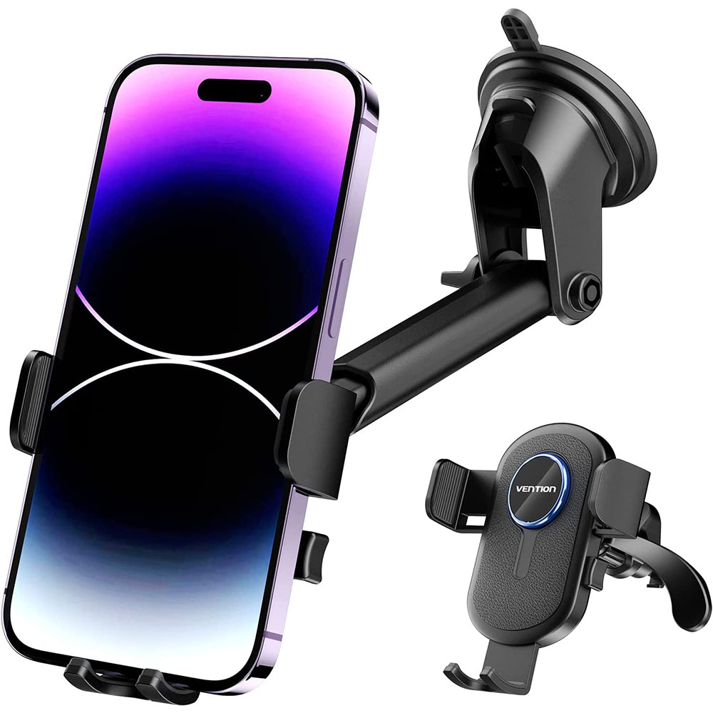 Vention One Touch Clamping Car Mount (Dashboard / Glass / Windshield Air Vent) for Smartphones [ KCVB0 ]