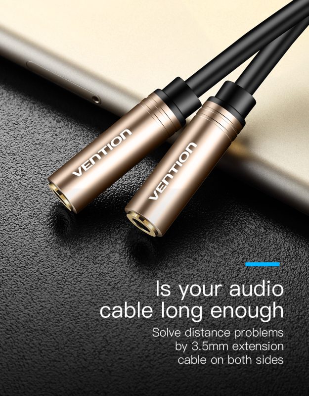 VENTION 3.5mm Female to 3.5mm Female Audio extension Cable - 0.3M cable length - BFABY 