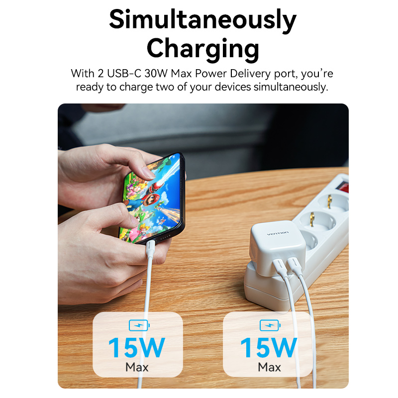 Vention GaN FAST Charger (2 x Port Type-C Each Port Support 35W) [ FBPW0-EU ]