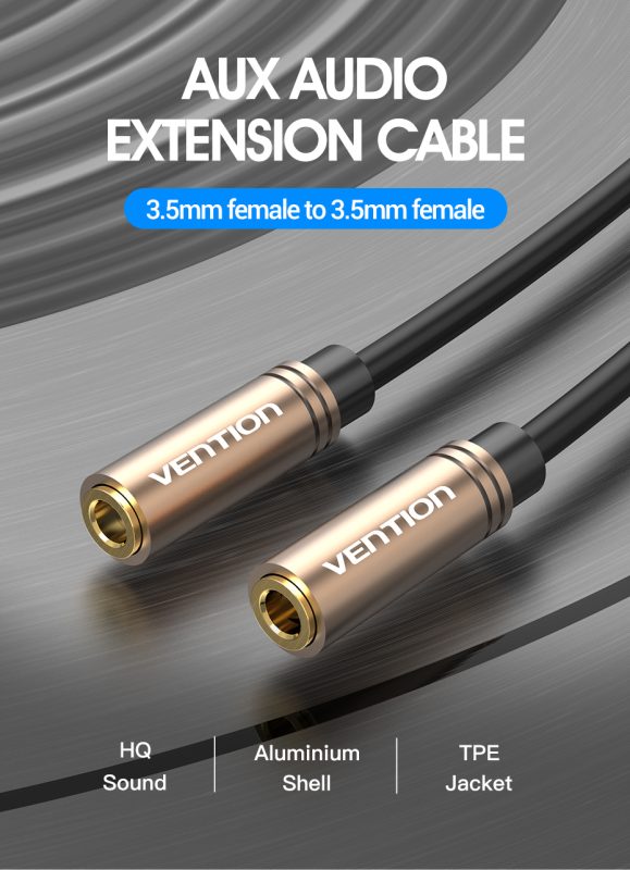 VENTION 3.5mm Female to 3.5mm Female Audio extension Cable - 0.3M cable length - BFABY 