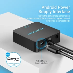 Vention HDMI to VGA Converter with micro USB power And AUX   , 0.15m, Black - [ACRBB] - Image 2