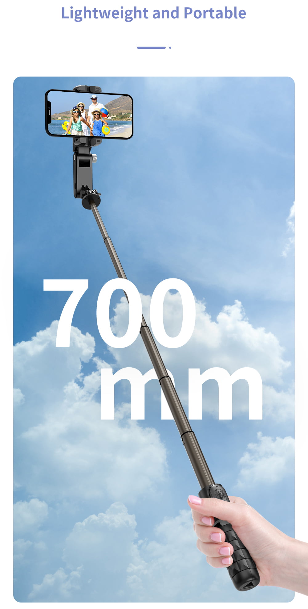 Stabilizer Selfie Stick 360 Tripod Foldable with Remote & Light [ Q18 ]