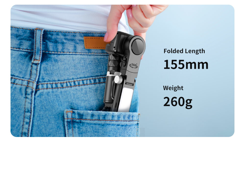 Stabilizer Selfie Stick 360 Tripod Foldable with Remote & Light [ Q18 ]