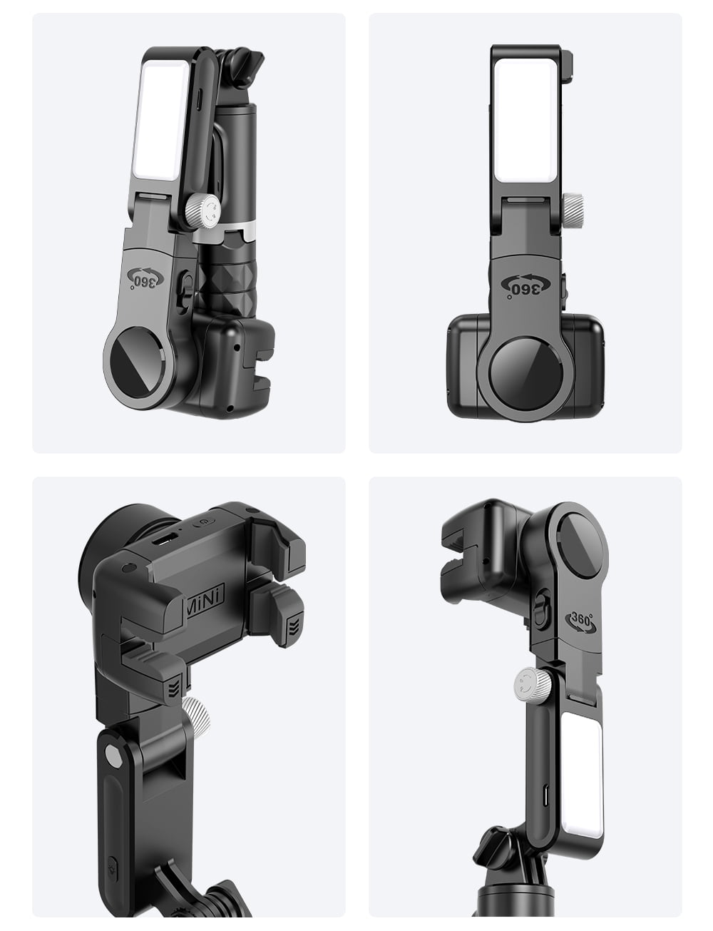 Stabilizer Selfie Stick 360 Tripod Foldable with Remote & Light [ Q18 ]