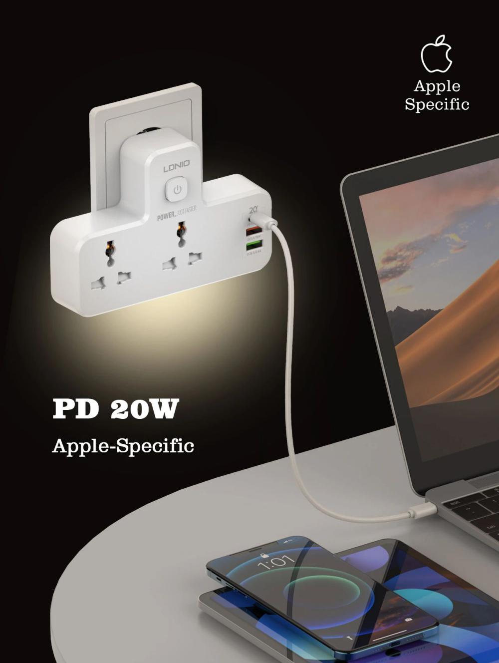 LDNIO 20W 3-Port USB Charger Extension Power Strip [ SC2311 ]
