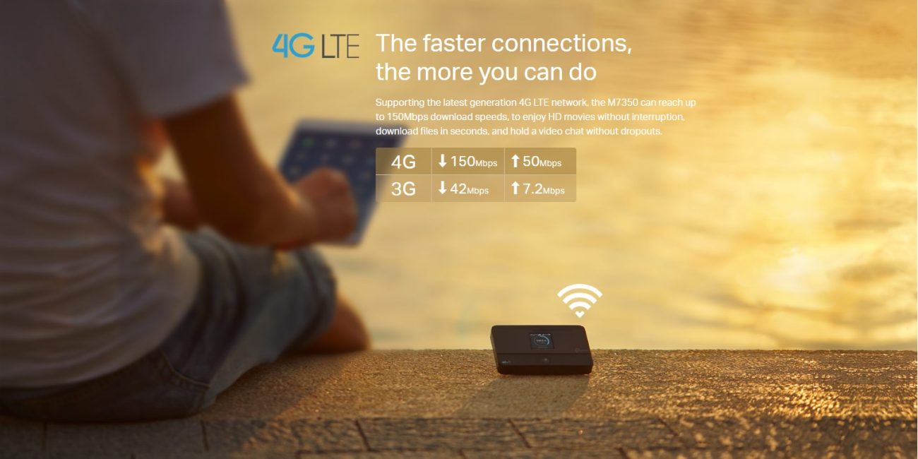 TP link M7350 portable 4G LTE MIFI - up to 8 hours - plug and play