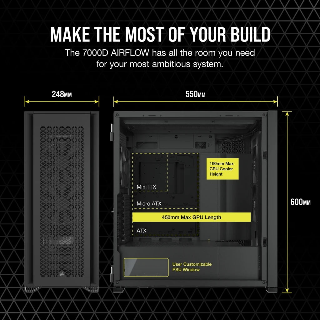 Corsair 7000D AIRFLOW Full-Tower ATX PC Case - Black color - CC-9011218-WW