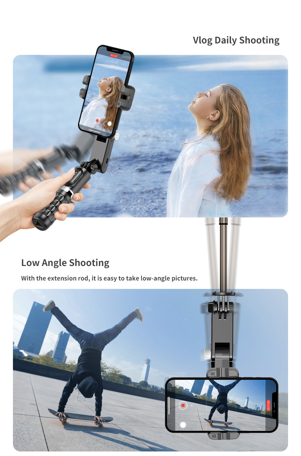 Stabilizer Selfie Stick 360 Tripod Foldable with Remote & Light [ Q18 ]