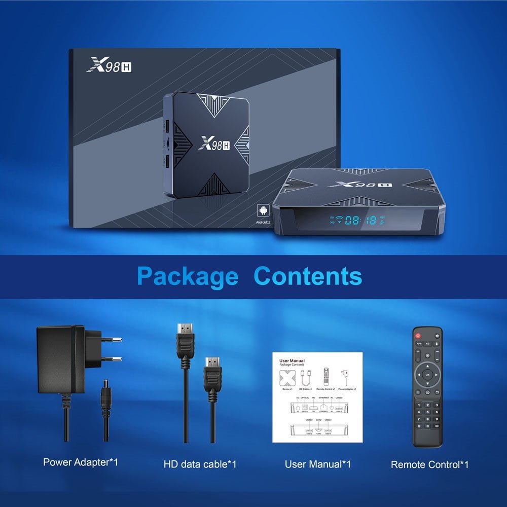 X98 H Android TV box - 4GB RAM - 32GB storage - WIFI 6 - supports 4K 