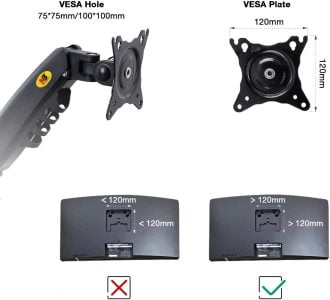 NB North Bayou F160 Dual Monitor Arm with Gas Spring for 17-27” Monitors