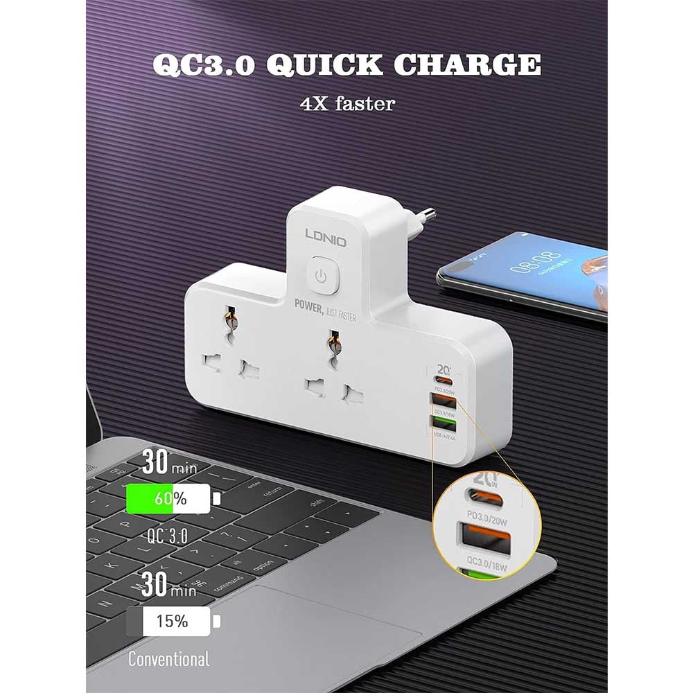 LDNIO 20W 3-Port USB Charger Extension Power Strip [ SC2311 ]