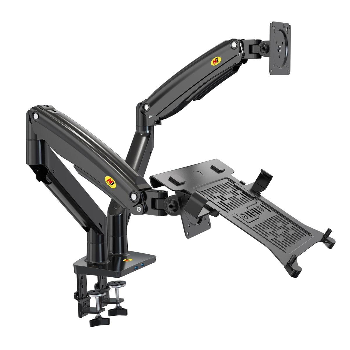 NB North Bayou F160 Dual Monitor Arm 17-27” + NB FP-2 VESA LAPTOP MOUNT HOLDER