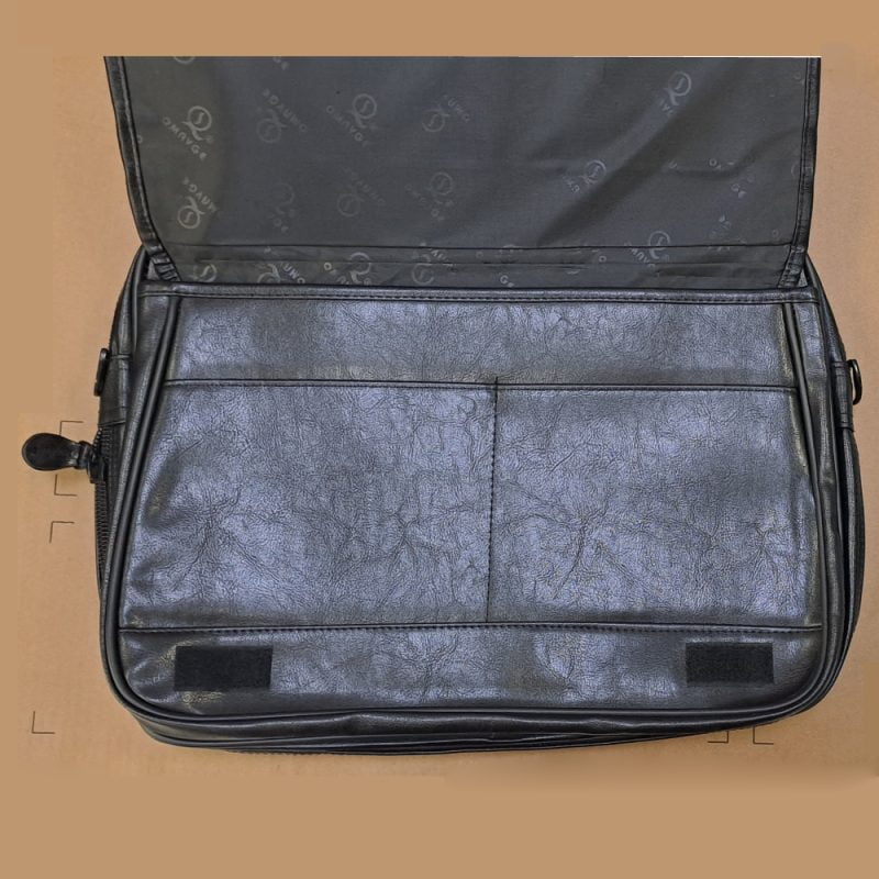 Omayge leather briefcase for 15.6 inch laptop - black color