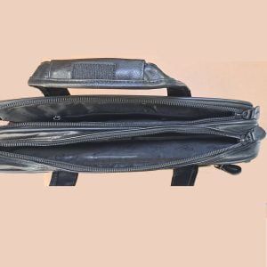 Omayge leather briefcase for 15.6 inch laptop - black color - Image 3