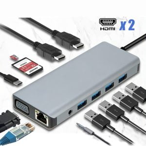 Type-C Dock Station 12 in 1 { Two HDMI ports for duplicate or extend mode } - Image 2