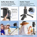 Stabilizer Selfie Stick 360 Tripod Foldable with Remote & Light [ Q18 ]