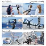 Stabilizer Selfie Stick 360 Tripod Foldable with Remote & Light [ Q18 ]
