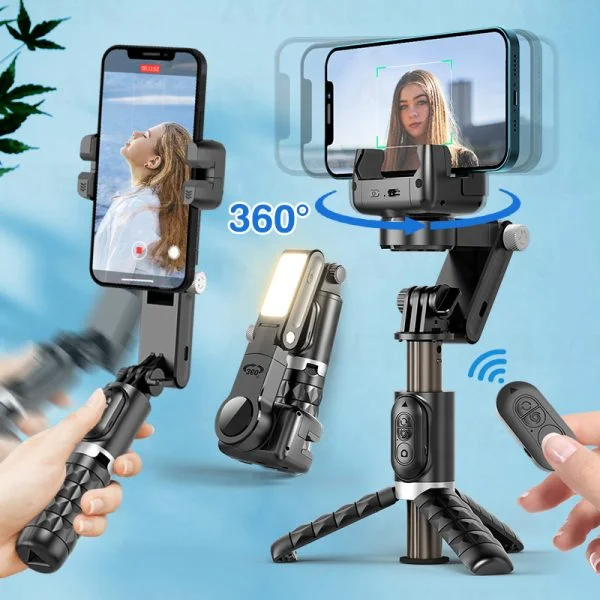 Stabilizer Selfie Stick 360 Tripod Foldable with Remote & Light [ Q18 ]