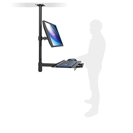 Ceiling Mount Sit-Stand Workstation Full Motion Monitor Holder 17"-24 +Keyboard Holder