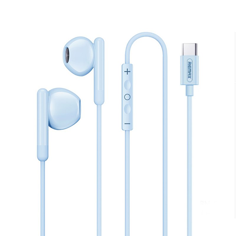 REMAX RM-522a - type c wired earphone ( blue color )
