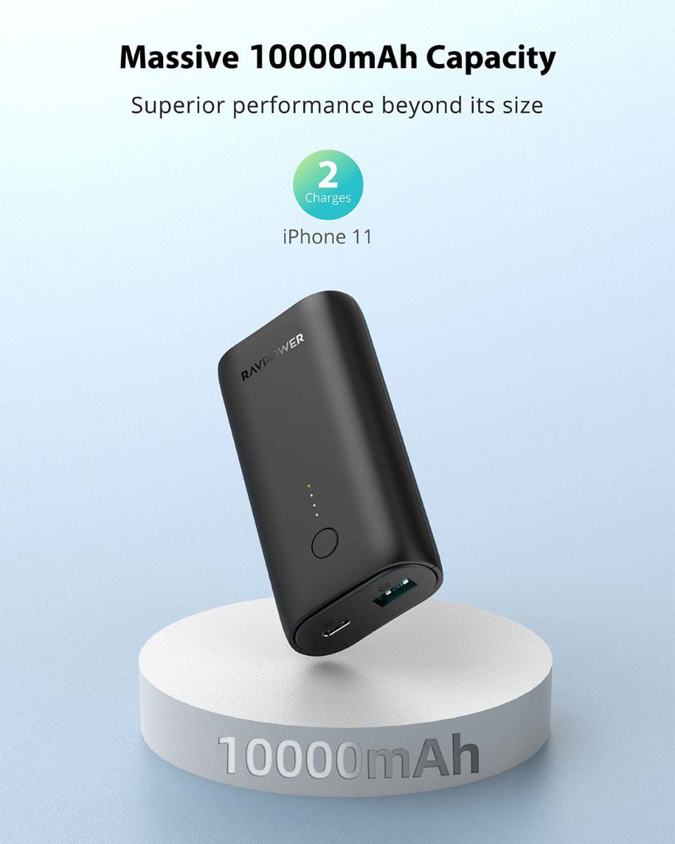 RAVPower 10000mAh Power Bank (20W / PD USB-C / QC USB-A) [ RP-PB205 ]