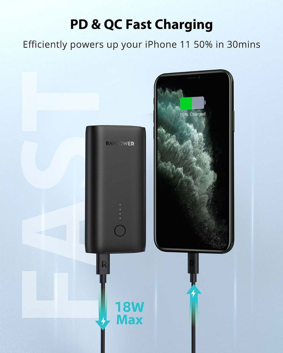 RAVPower 10000mAh Power Bank (20W / PD USB-C / QC USB-A) [ RP-PB205 ]
