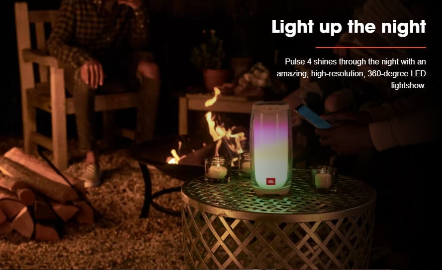 JBL Pulse 4 portable Bluetooth speaker { up to 12 hours play time / 360 degree lightshow and sound } JBLPULSE4BLKAM