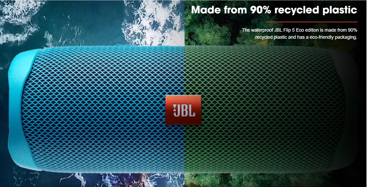 JBL Flip 5 Eco edition portable Bluetooth speaker { up to 12 hours play time / green color } JBLFLIP5ECOGRNAM