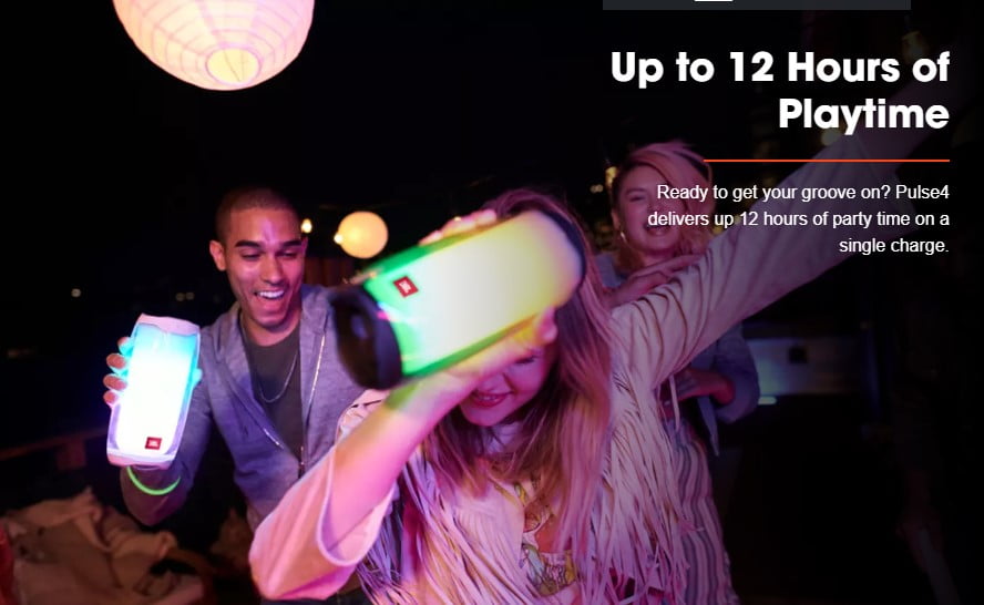 JBL Pulse 4 portable Bluetooth speaker { up to 12 hours play time / 360 degree lightshow and sound } JBLPULSE4BLKAM