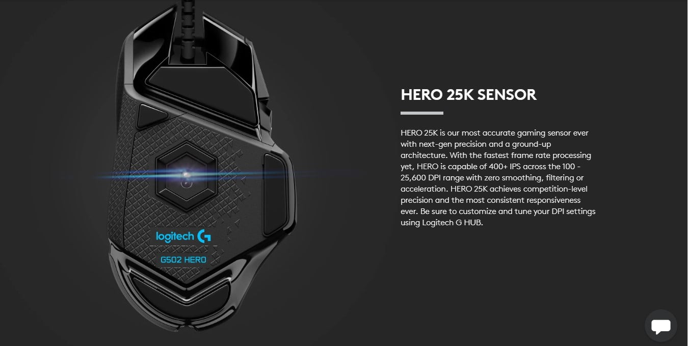 Logitech G502 HERO gaming mouse - HERO 25K gaming sensor - 910-005469