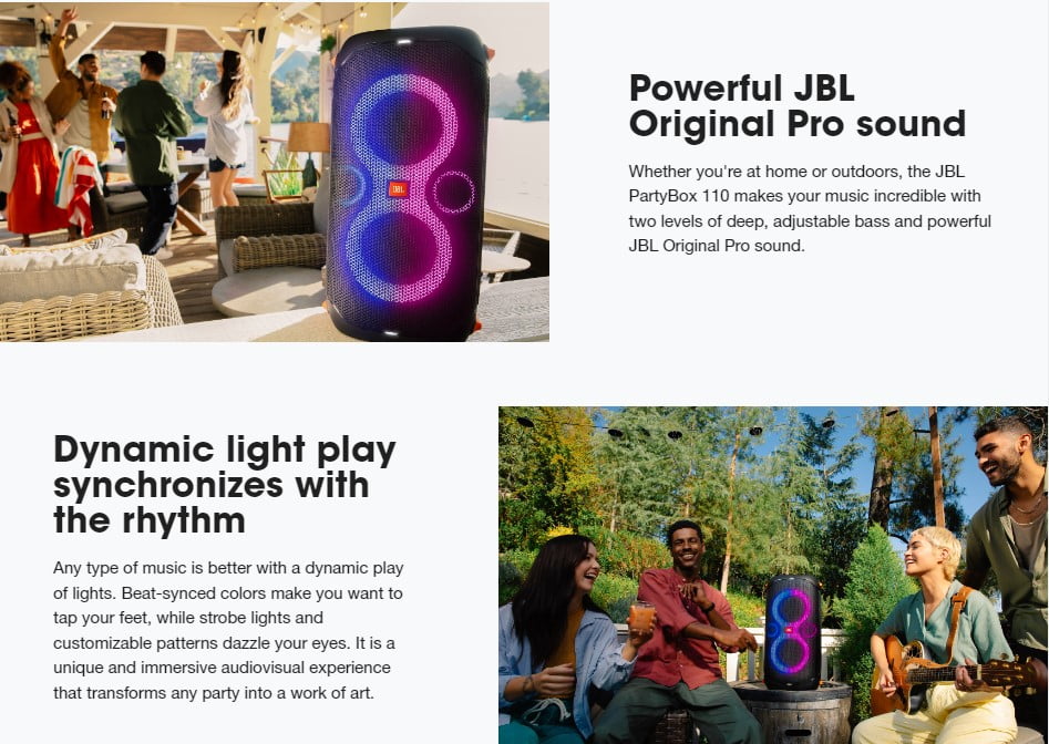 JBL Partybox 110 big portable Bluetooth speaker { up to 12 hours play time / 160 Output power } JBLPARTYBOX110AM