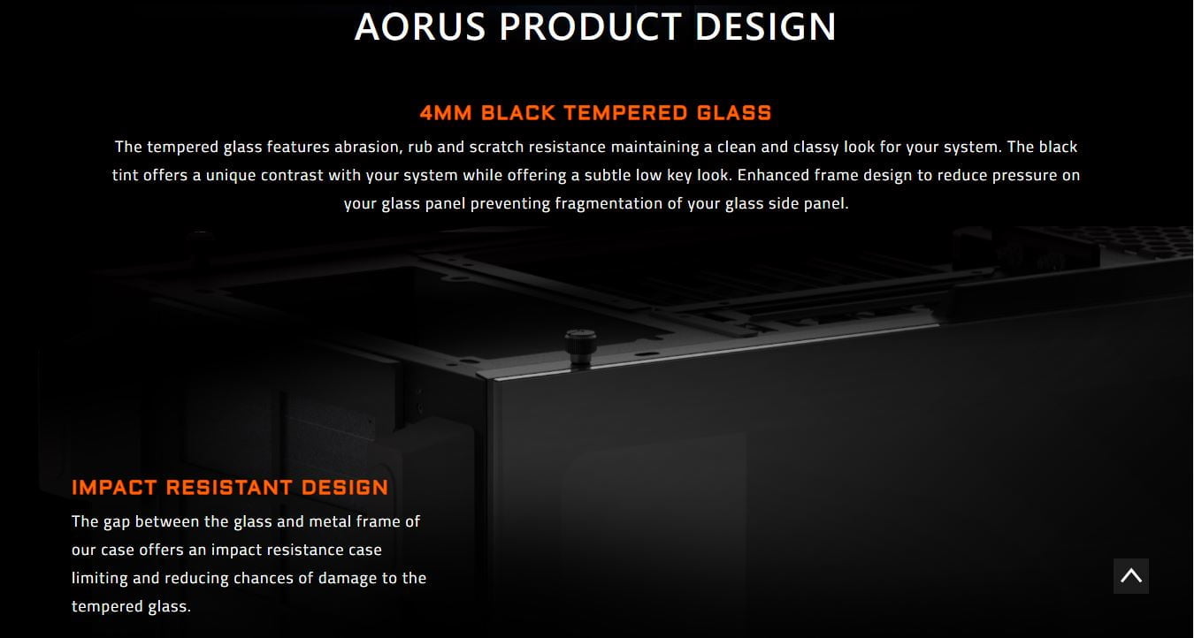 GIGABYTE AORUS C300 GLASS Mid-Tower Case - Black color - AC300G-ATX
