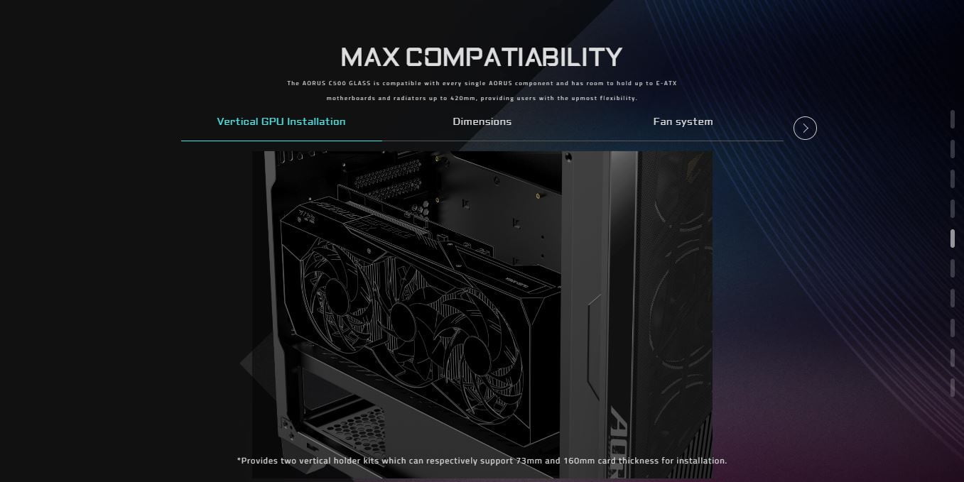 GIGABYTE AORUS C500 GLASS Mid-Tower Case - Black color - AC500G-ATX