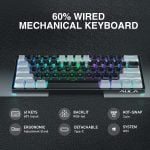 AULA RGB 60 Percent Gaming Wired Mechanical Keyboard with Blue Switches -Grey & Black - F3261 - Image 2
