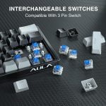 AULA RGB 60 Percent Gaming Wired Mechanical Keyboard with Blue Switches -Grey & Black - F3261 - Image 6