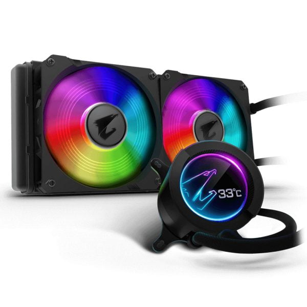 Gigabyte Aorus Liquid Cooler 280 (All-in-one Liquid Cooler with Circular LCD Display / RGB Fusion 2.0 / Dual 140mm ARGB Fans) [ AORUS LIQUID COOLER 280 ]
