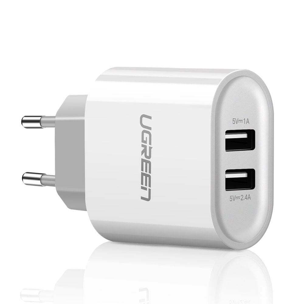 UGREEN 2 USB Port (5W 12W) Total 17W Wall Charger Multiple Protection -White