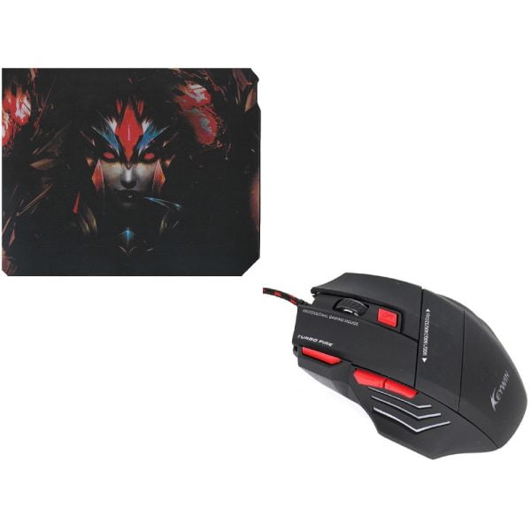 KeyWin 7D Gaming Mouse With Mouse Pad " Colorful Backlight mouse , up to 1600 dpi "