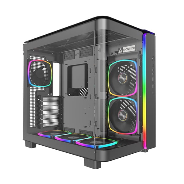 Montech dual chamber Mid-Tower gaming Case - black color - KING 95 PRO