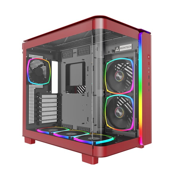 Montech dual chamber Mid-Tower gaming Case - red color - KING 95 PRO RED