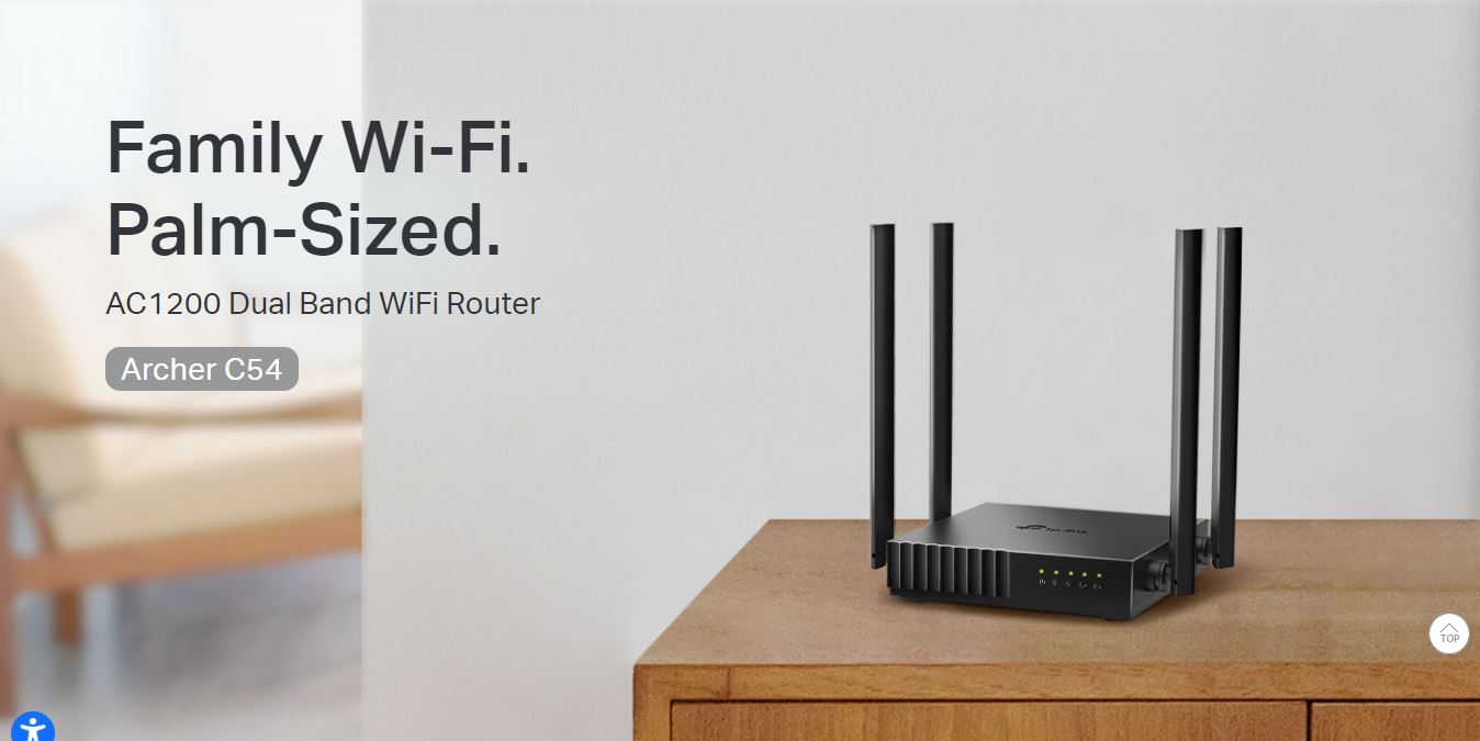 TP-link AC1200 Archer C54 Dual band WIFI router - AC1200 Dual band - 867 Mbps 5GHz + 300 Mbps 2.4 GHz - Advanced security with WPA3 