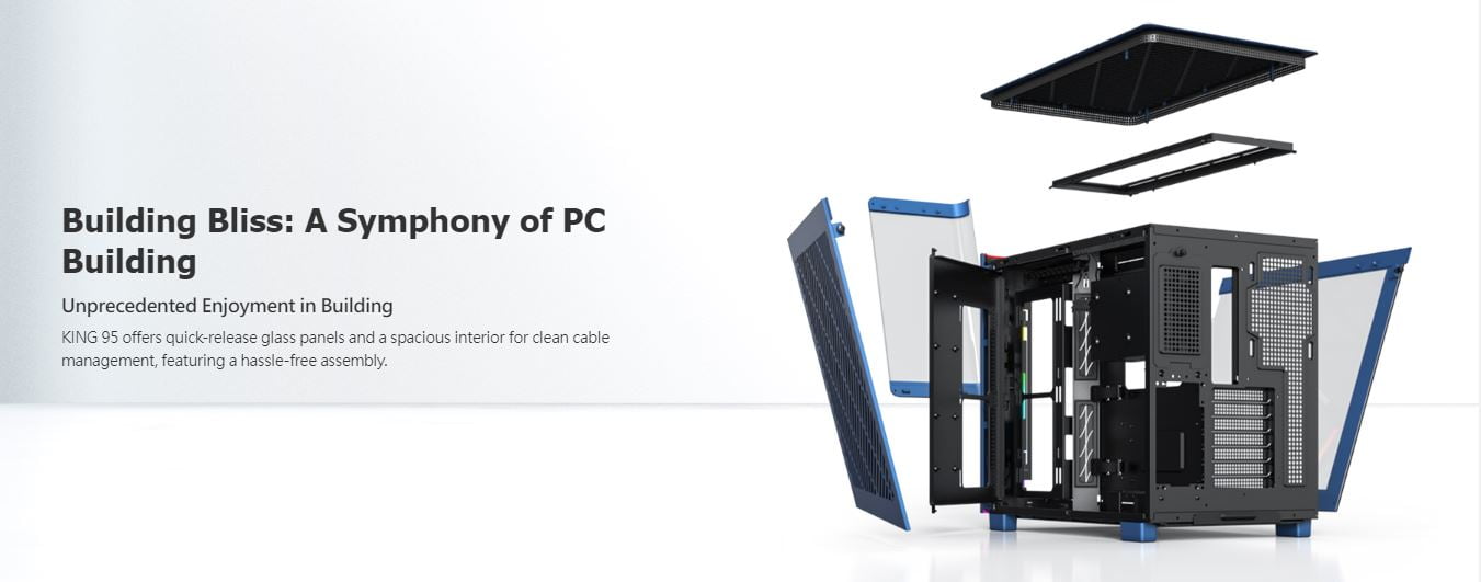 Montech dual chamber Mid-Tower gaming Case - blue color - KING 95 PRO blue