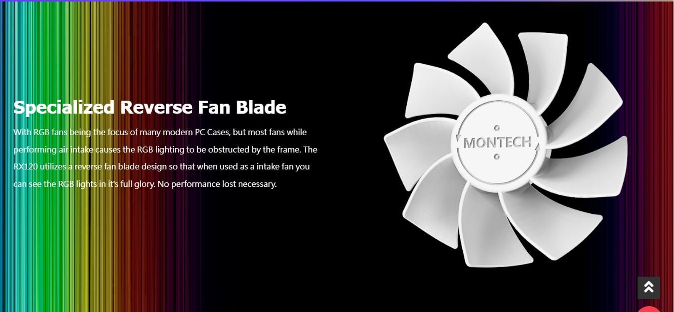 Montech reverse fan blade - white color - ARGB Lighting - RX120 PWM