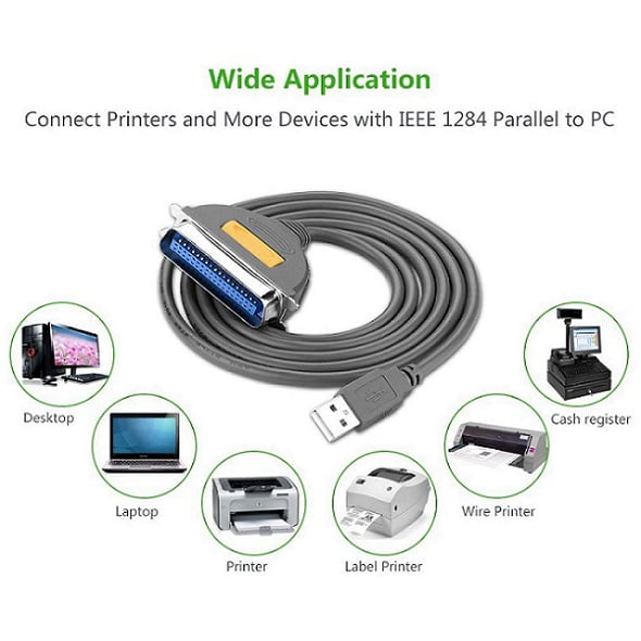 UGREEN USB TO IEEE1284 PARALLEL CABLE - 2M cable length - 20225 - Designed for devices with IEEE 1284 - Bi-directional data transfer over parallel port for high speed