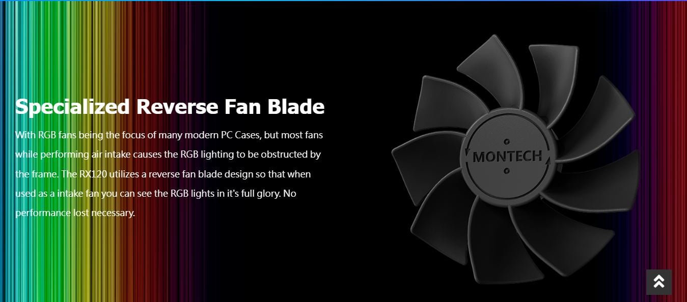 Montech reverse fan blade - black color - ARGB Lighting - RX120 PWM