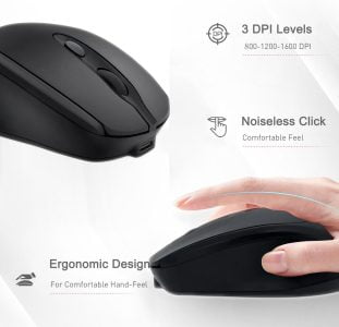 Silent Wireless Mouse Rechargeable USB C - Black - Image 2
