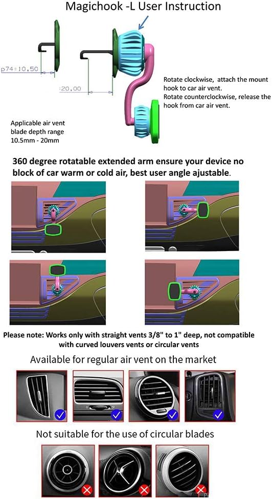 Magnetic Air Vent Mount for Phone Mobile Devices [ F5 + F7 ]