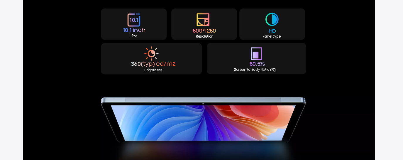 Blackview Tab 80 (4G LTE / 10.1″ HD+ IPS / 4GB RAM / 64GB Storage / Octa-Core / Android 13 / Misty Blue) [ Tab 80 ]